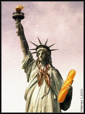 statue of liberty with baguette