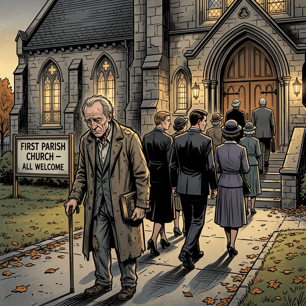 Church members turning backs on old man