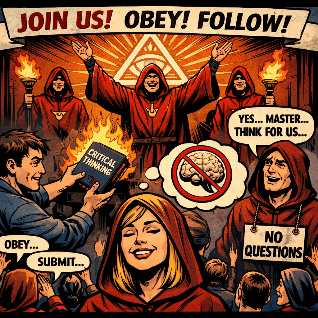 People joining cult to avoid independent thinking
