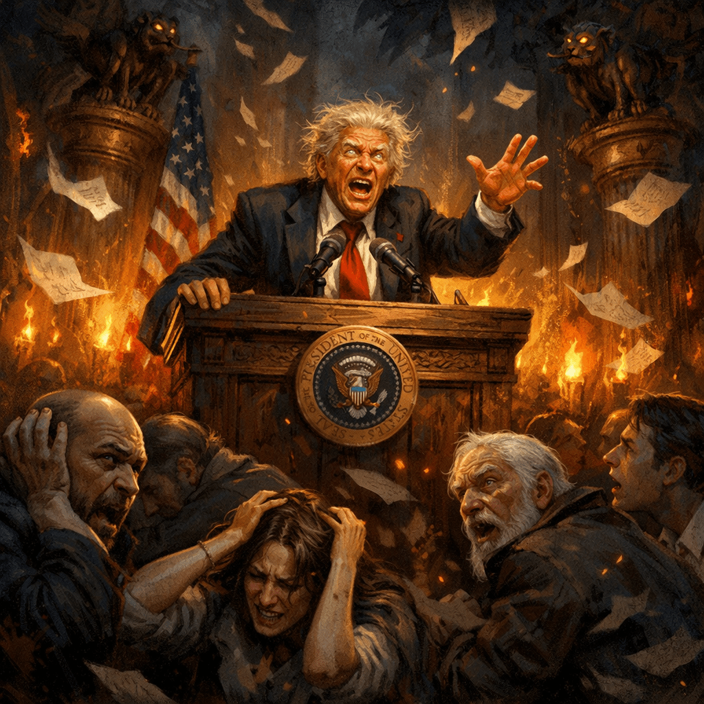 US president speaking irrationally; crowd feels unsafe