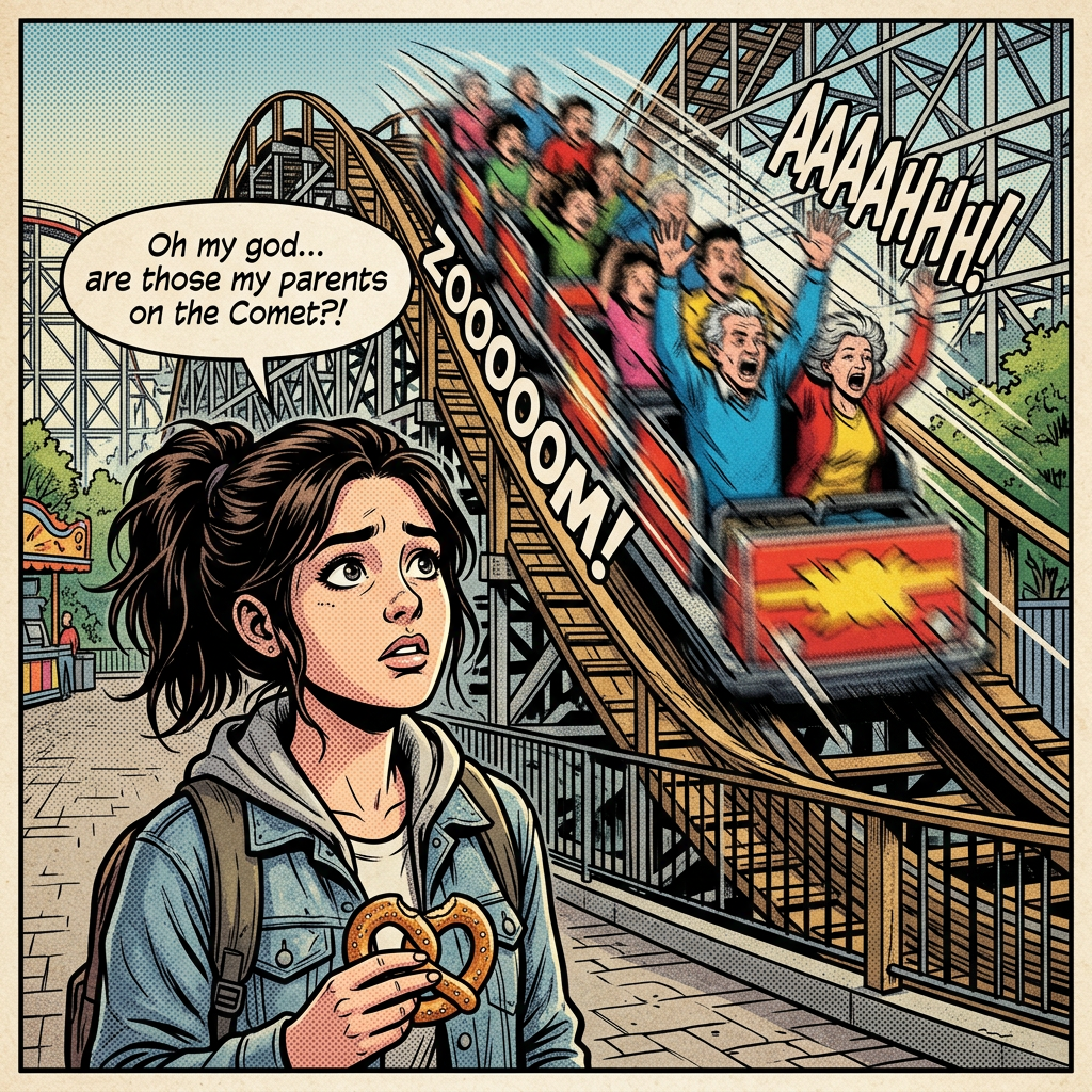 Woman sees parents blurred on rollercoaster