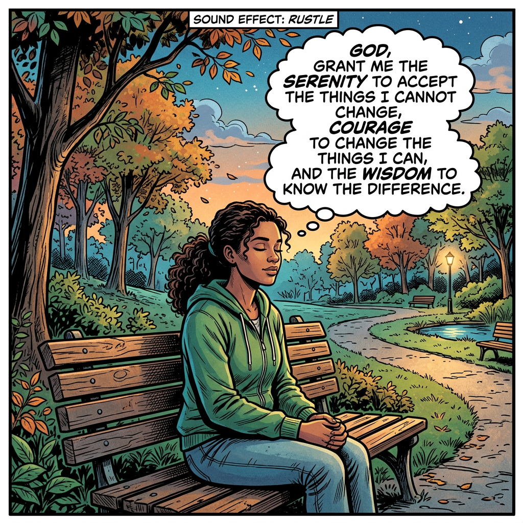 Add thought bubble with Serenity Prayer text