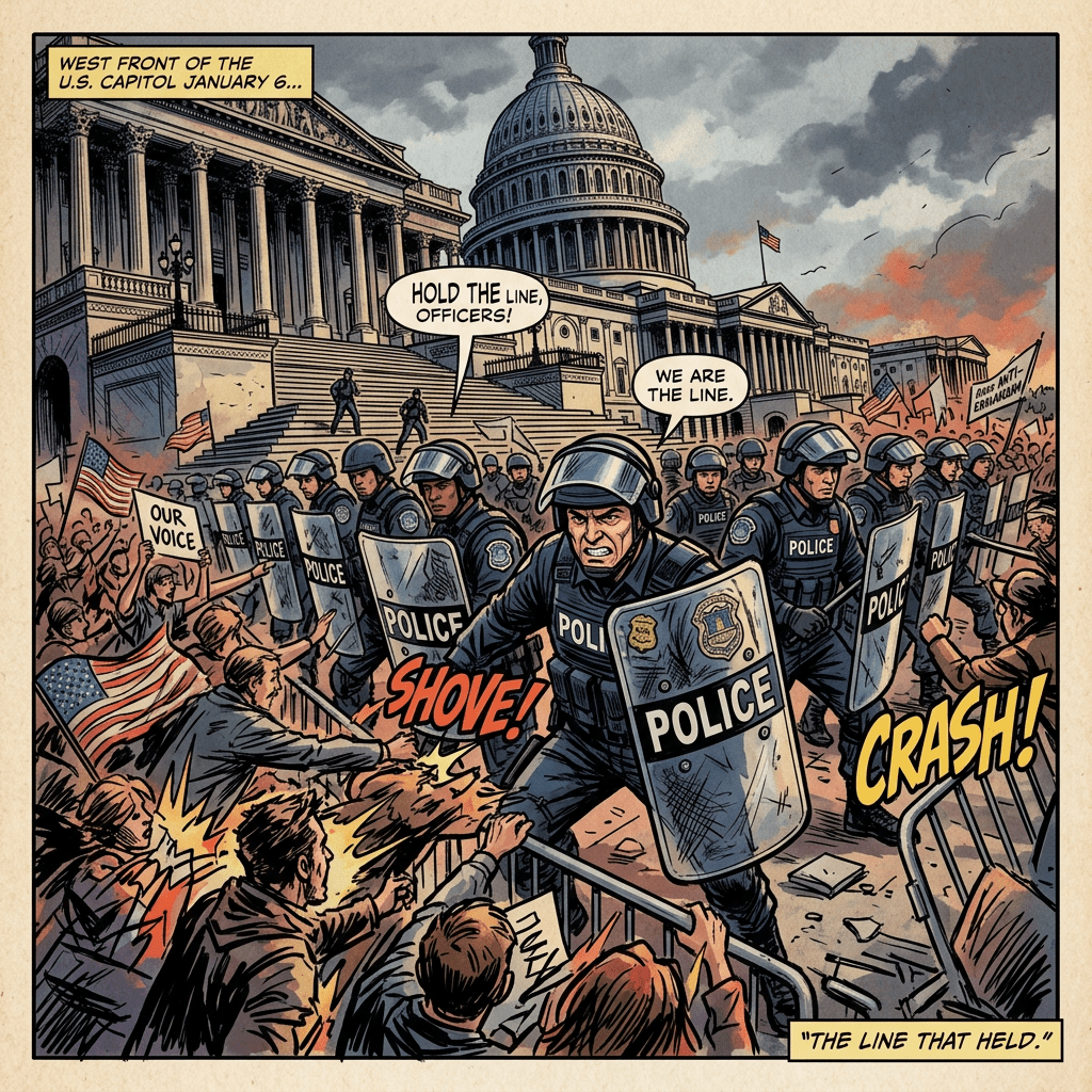 Proud police protecting Capitol on January 6