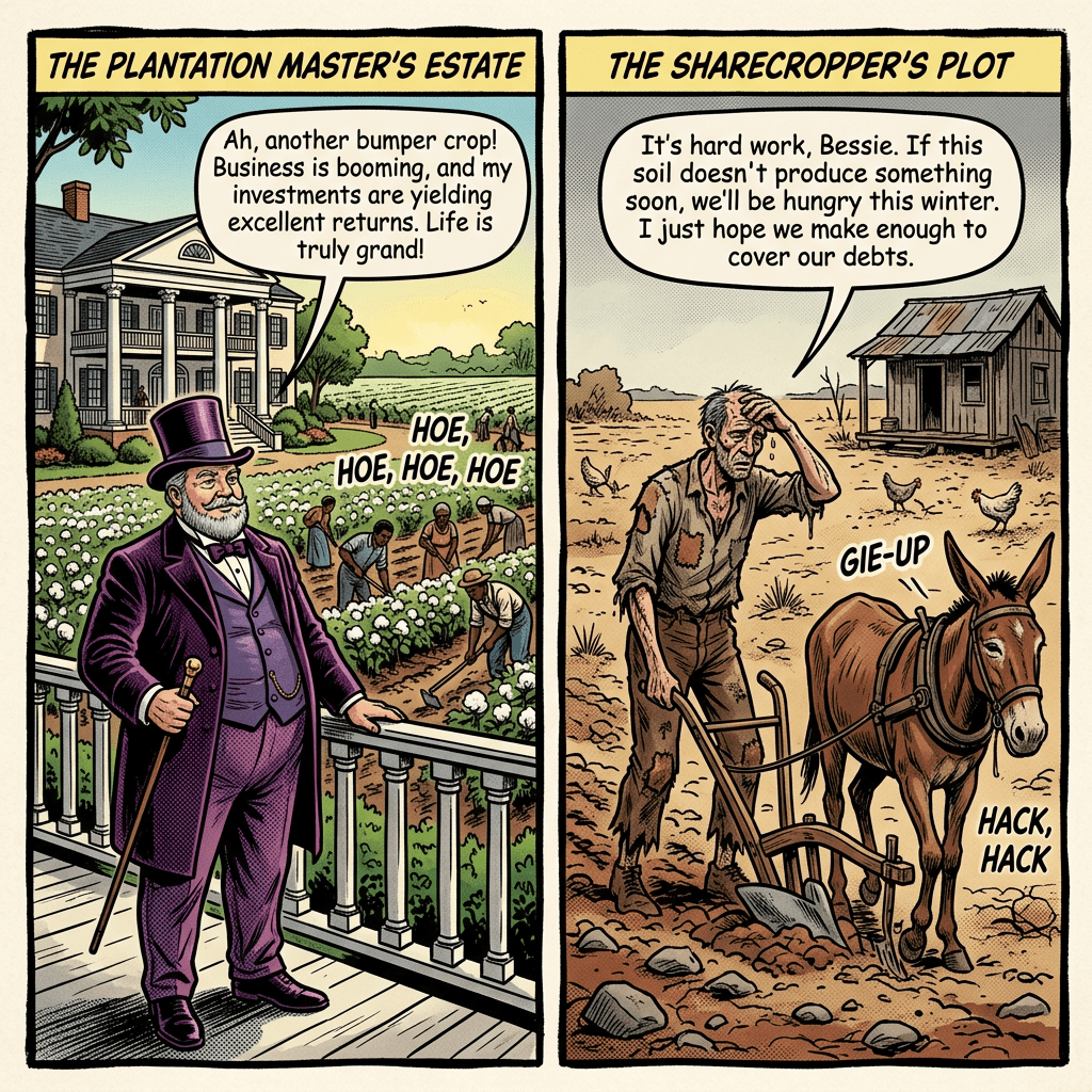 Rich on plantations, poor with mule and land