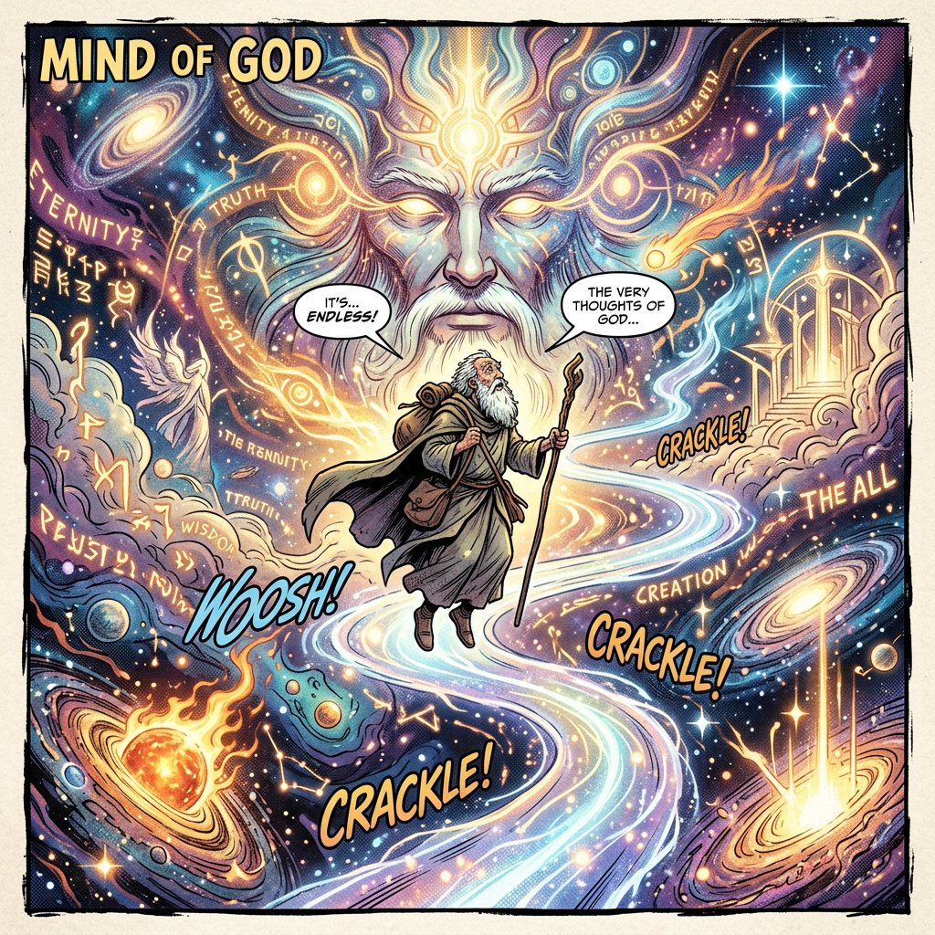Old man within mind of God