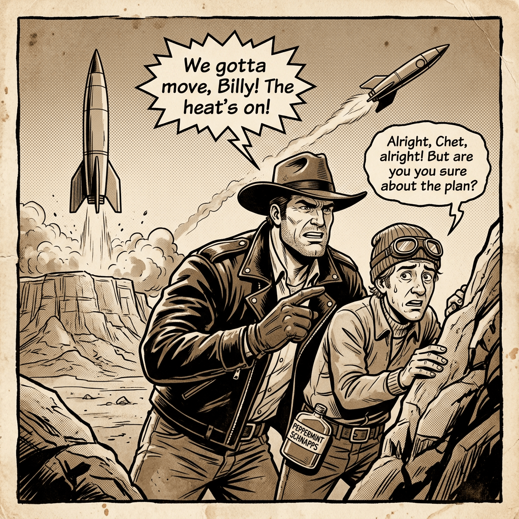 Chet Chocola, Billy peppermint schnapps, two rockets, sepia