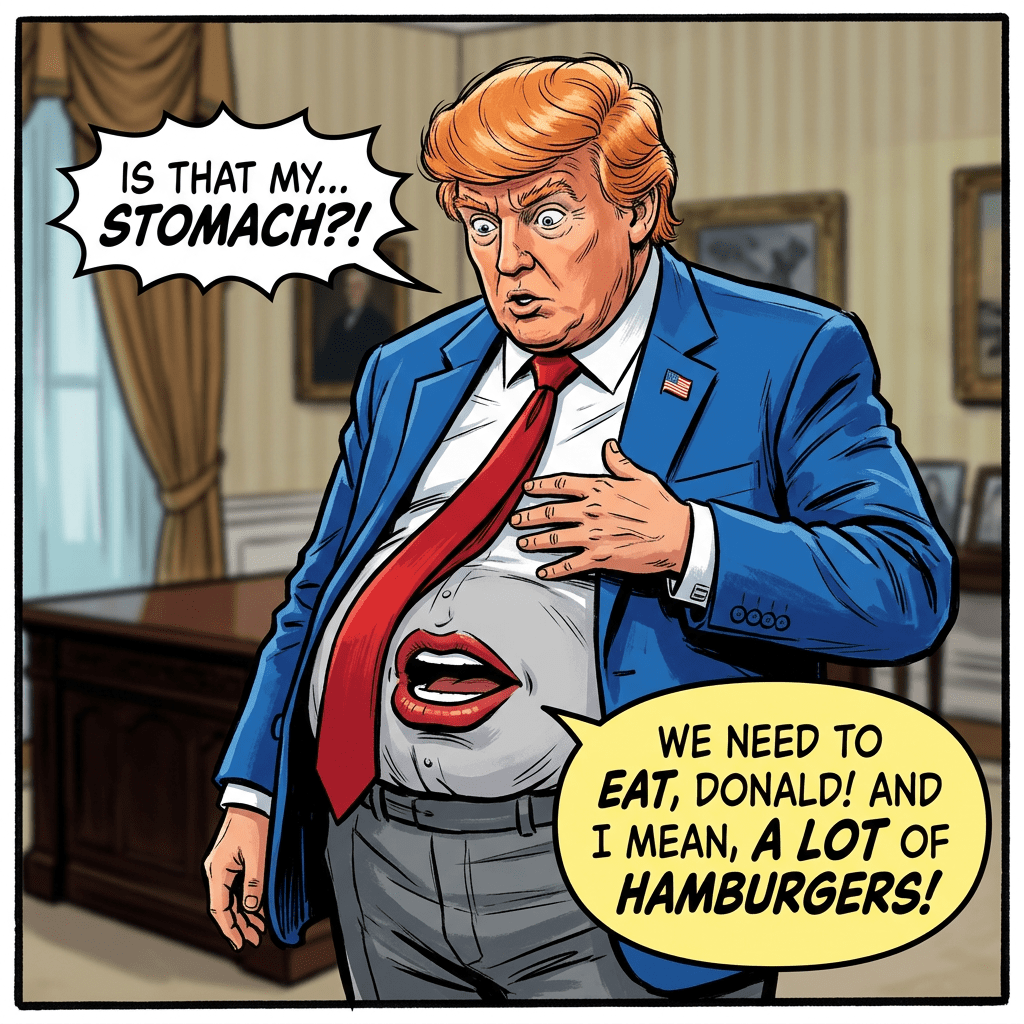 Trump’s stomach talking to him