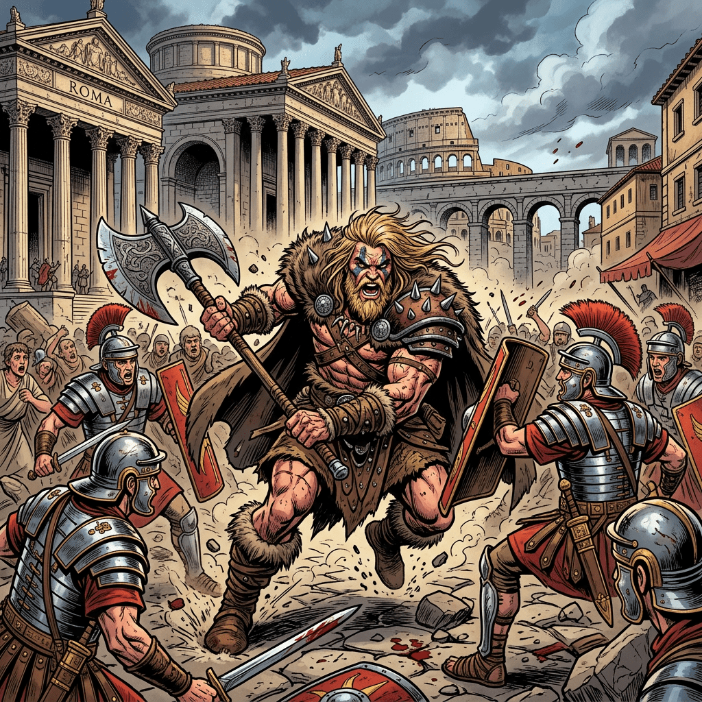 Barbarian warrior in ancient Rome setting