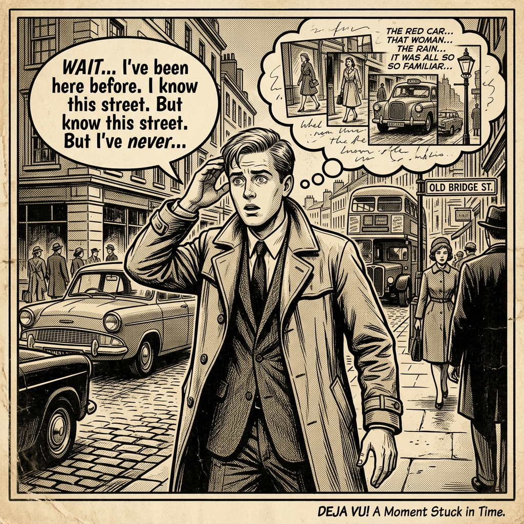 Man experiencing deja vu in 1960 sepia
