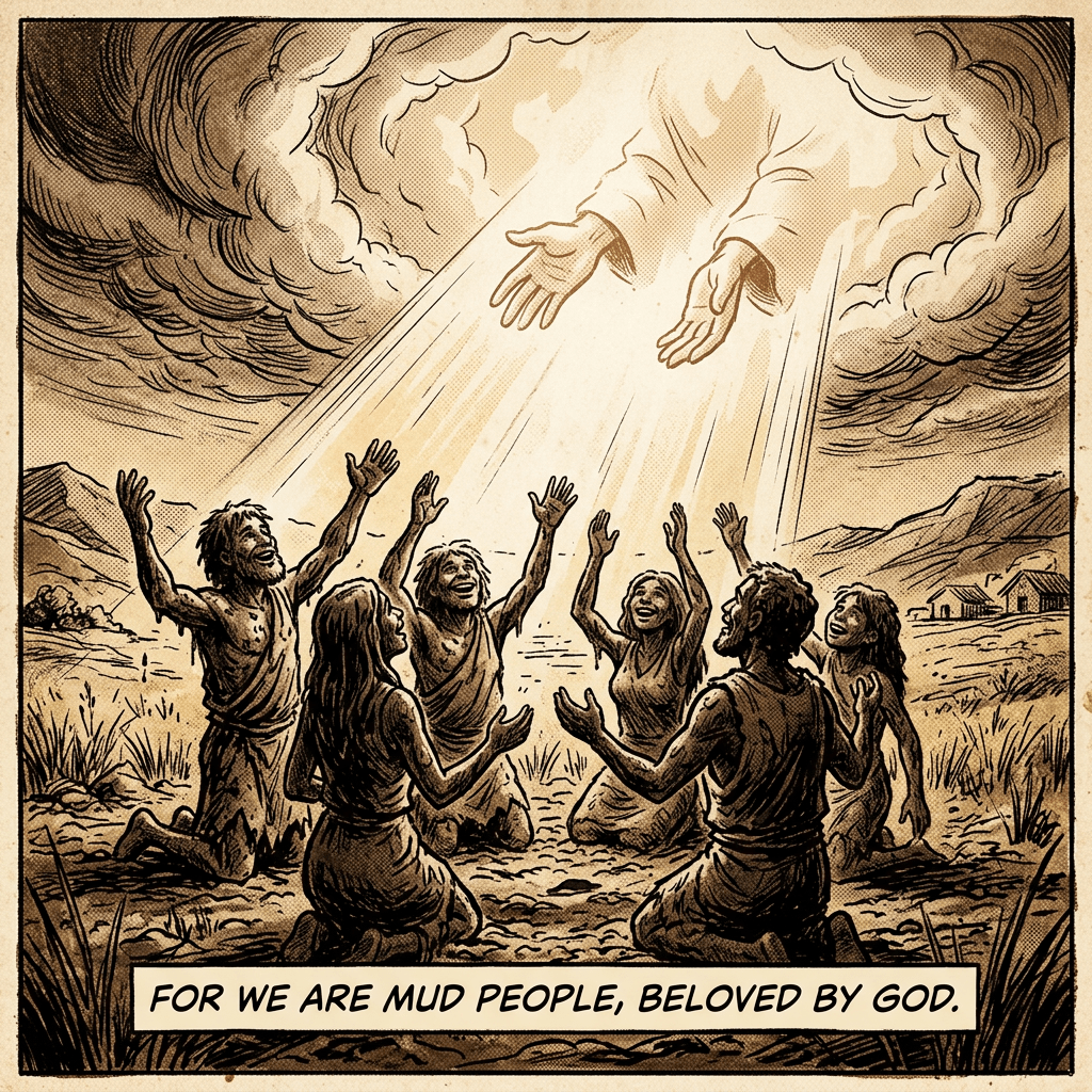 Mud people loved by God, sepia