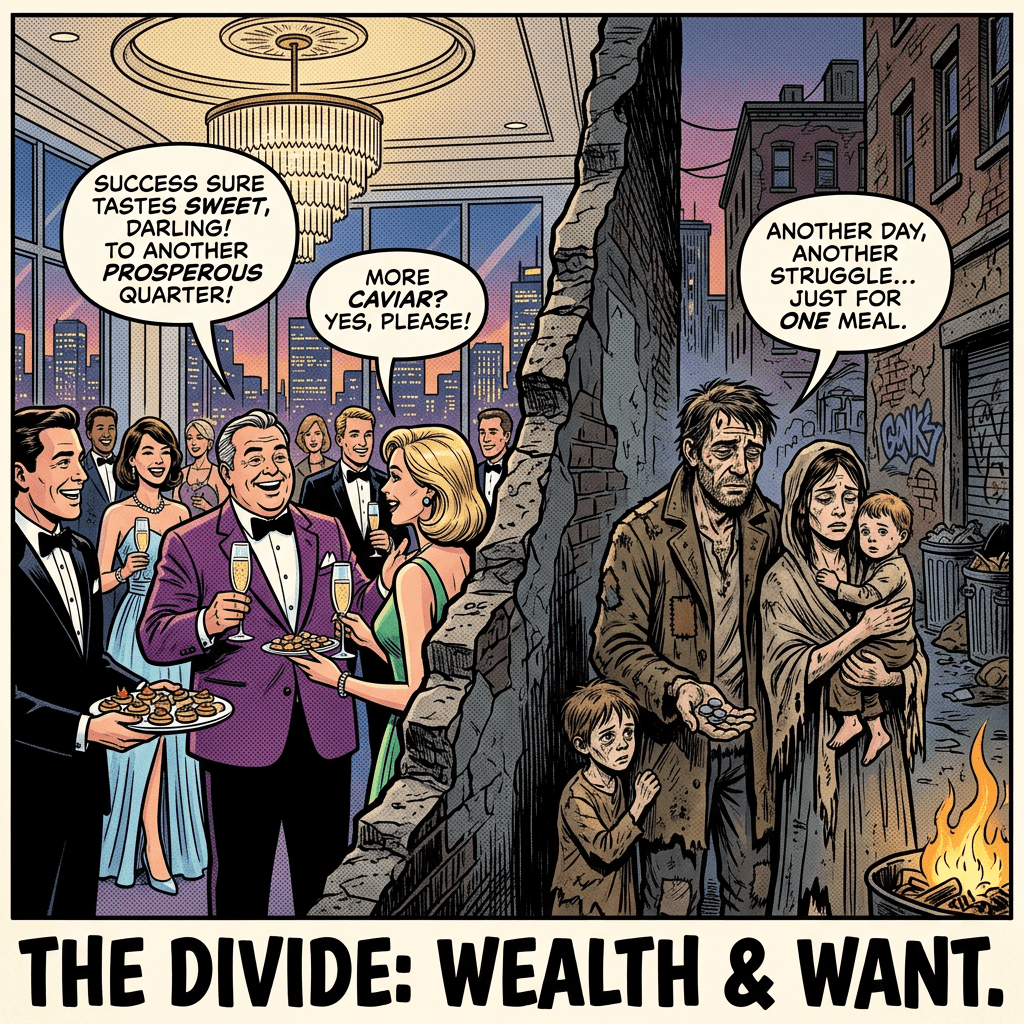 Rich prosper while poor struggle in contrast