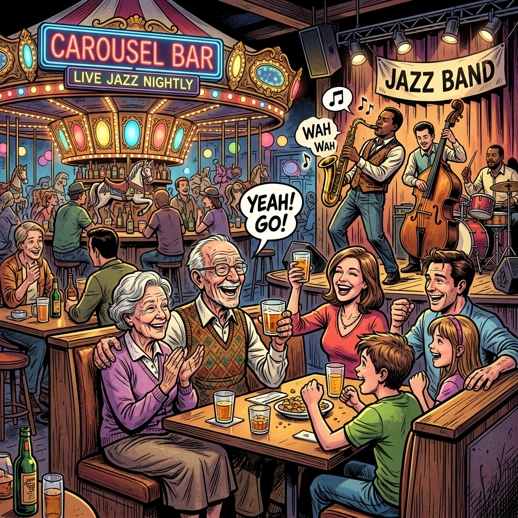 Old man family at Carousel Bar jazz band