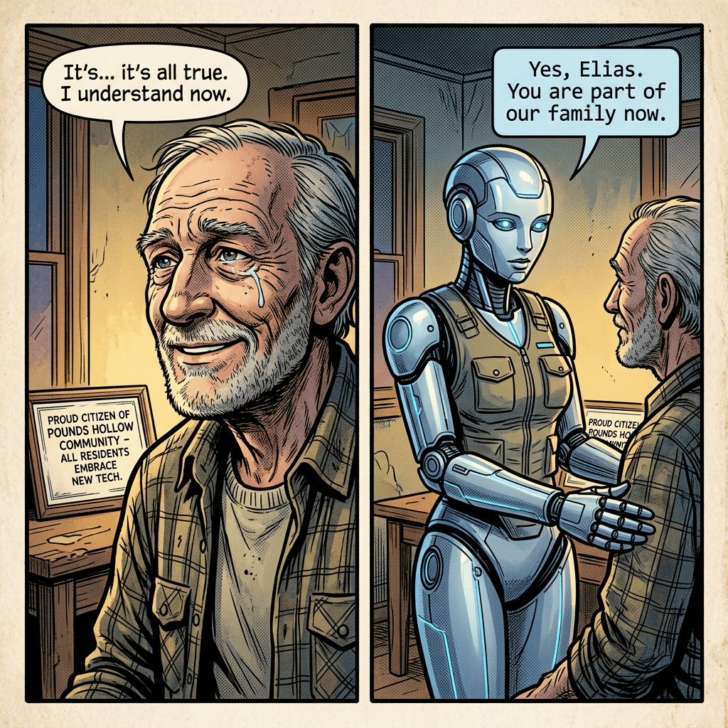 Old man discovers he is a robot