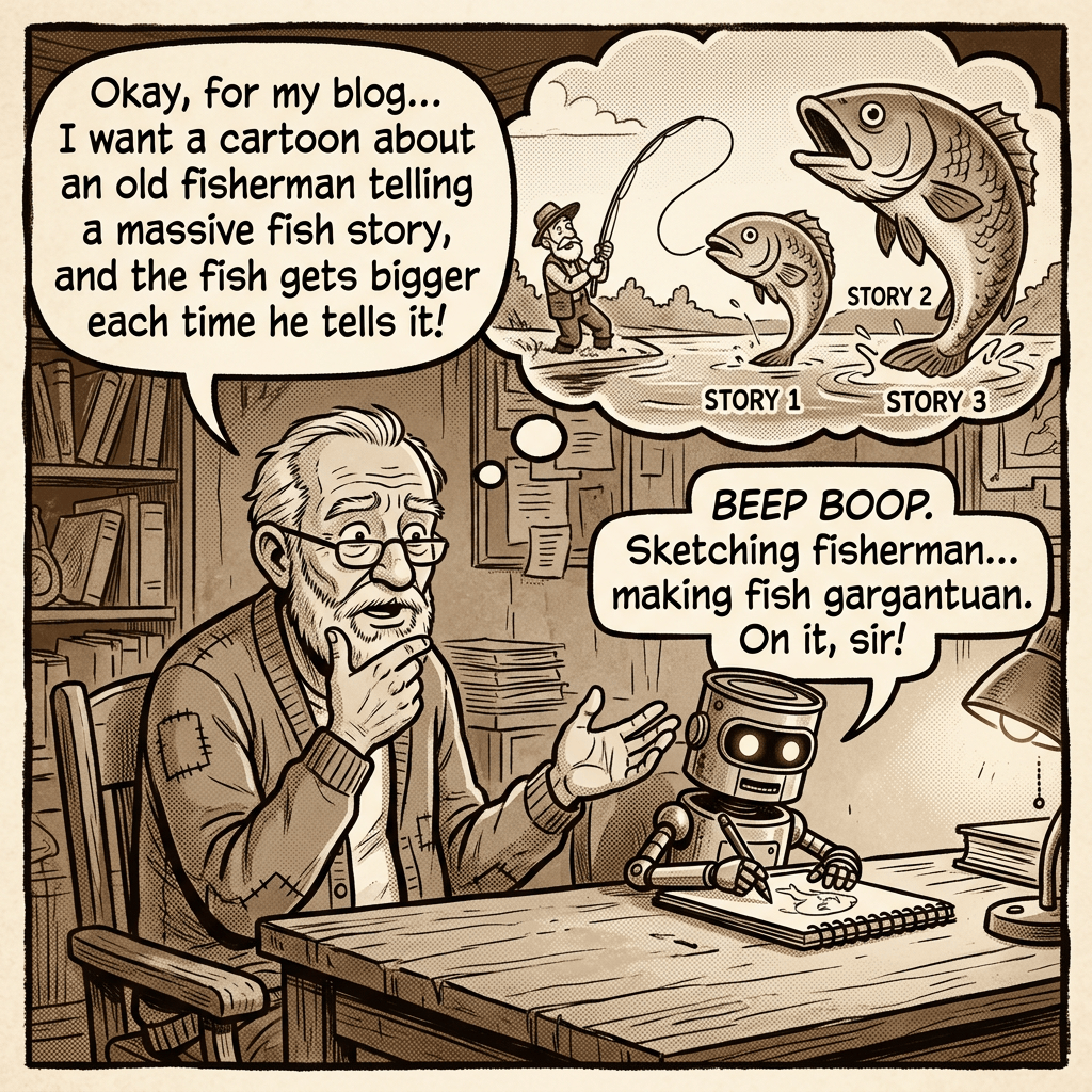 Old man directs AI cartoon