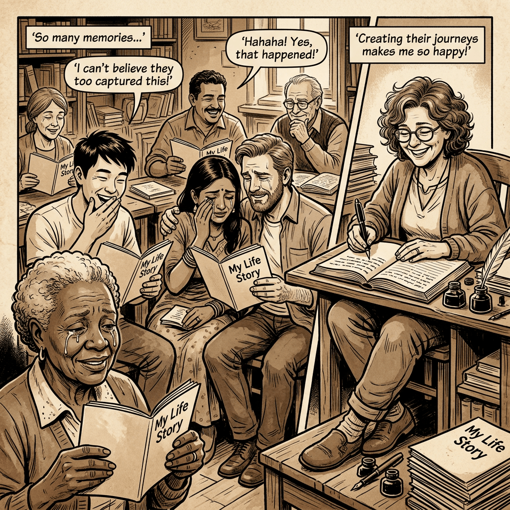 Diverse people react to life stories