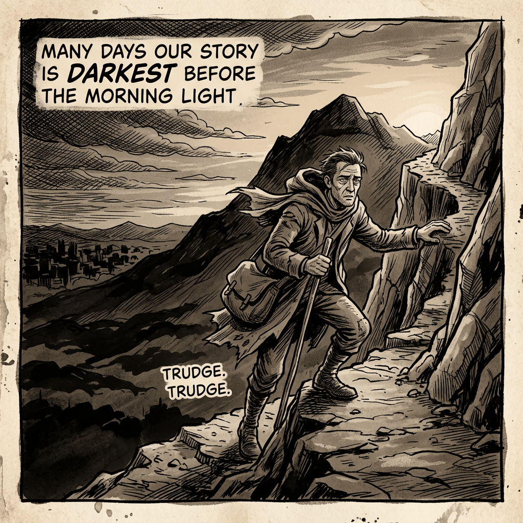 Darkness giving way to morning light