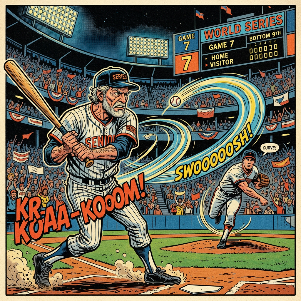 Veteran batter swings during Game 7 of the World Series