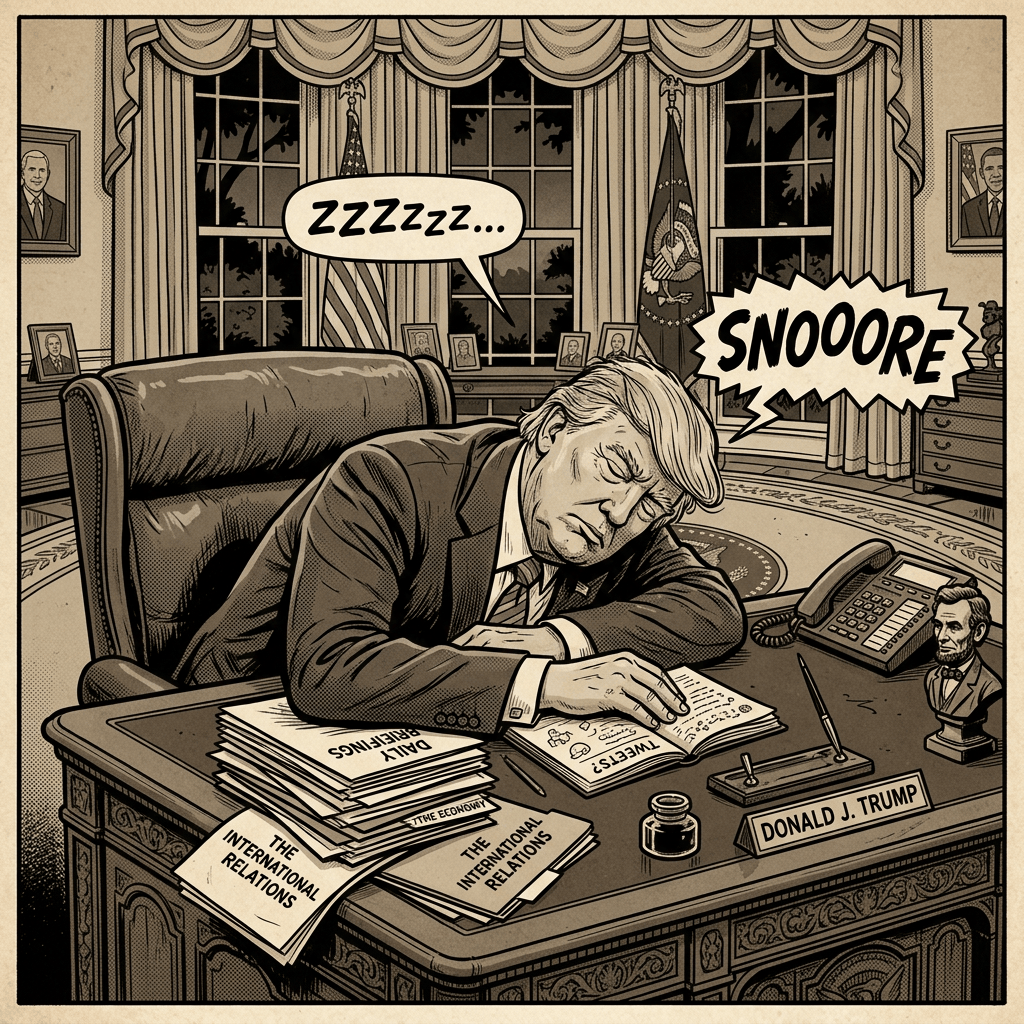 Trump asleep at Resolute Desk