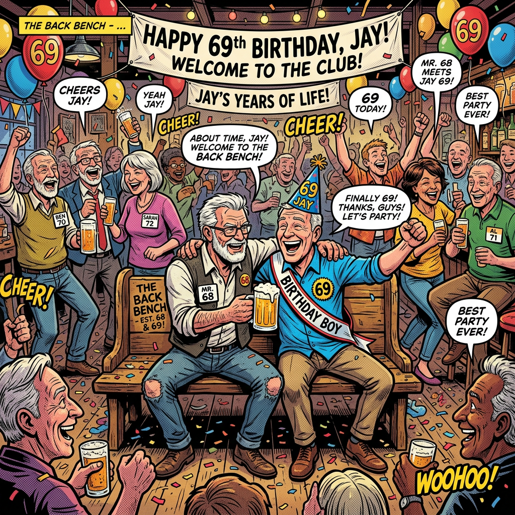 Mr 68 joins Jay’s years at a lively birthday party